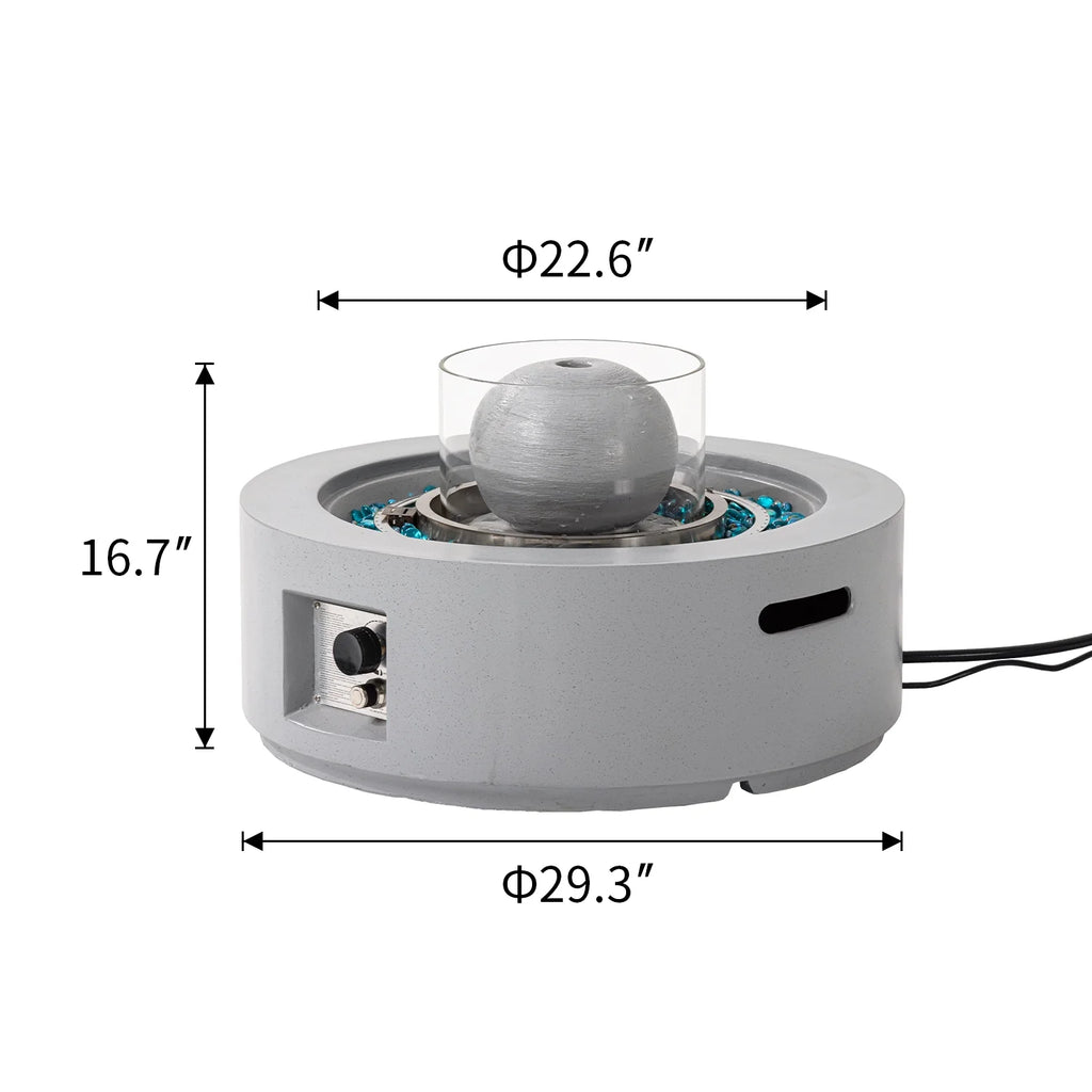 COSIEST 29.3-inch 50,000 BTU Outdoor Propane Fountain Round Fire Pit Table