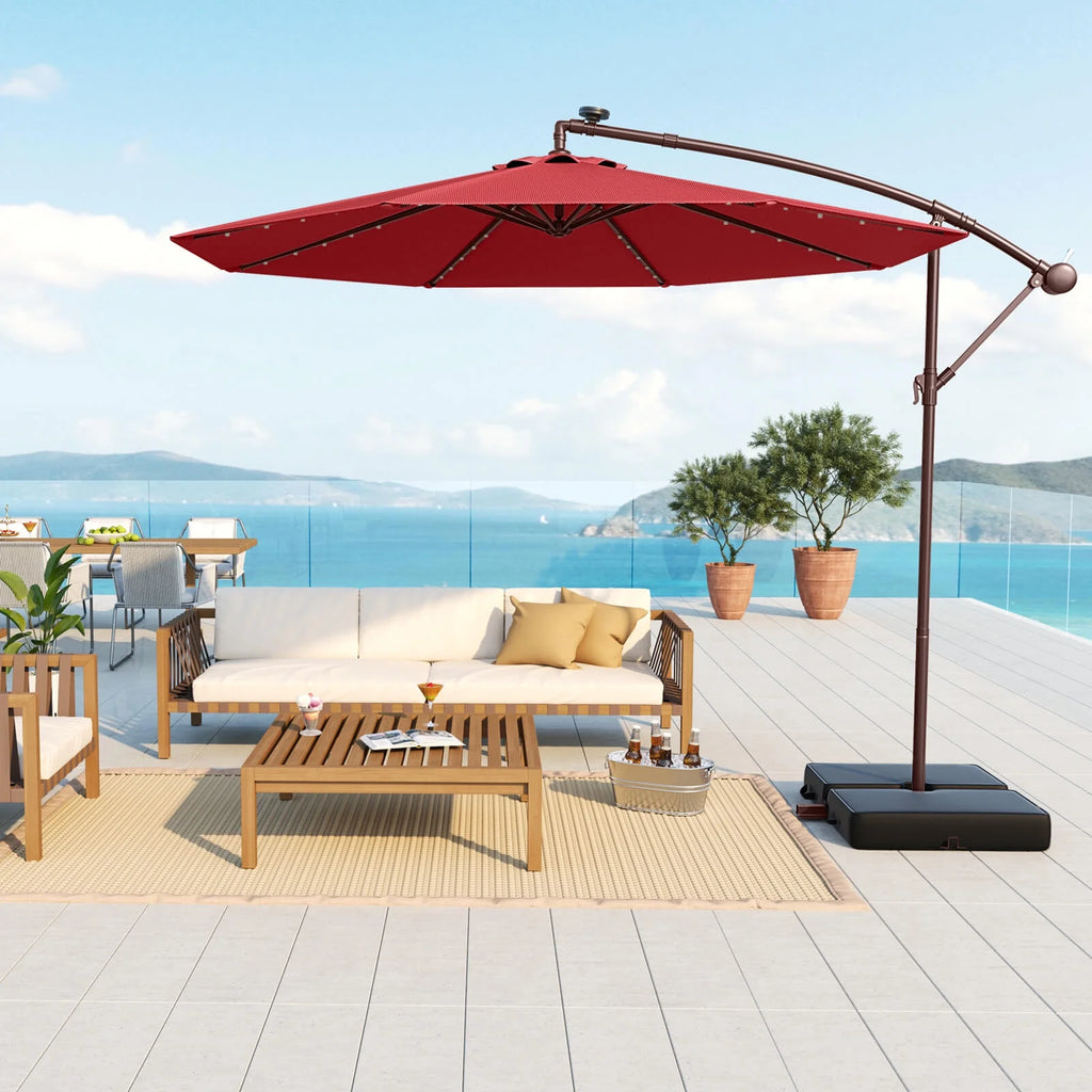 Costway 98.40" Navy Cantilever Patio Umbrella, Base-Included