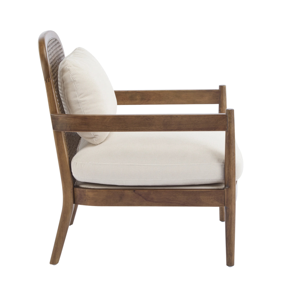 Christopher Knight Home [Set of 2] Mid-Century Modern Accent Chairs with Light Brown Solid Wood Frame, Rattan Backrest with Cushion �C Comfortable Armchairs Light Brown