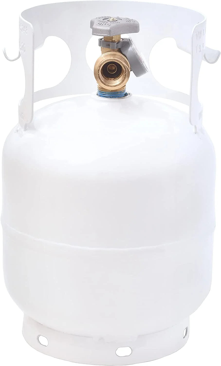 Flame King YSN5LB-GAUGE 5lb Steel Propane Tank Cylinder with Gauge and OPD Valves for Grills and BBQs, Camping, Fishing, & Outdoor Activities, White