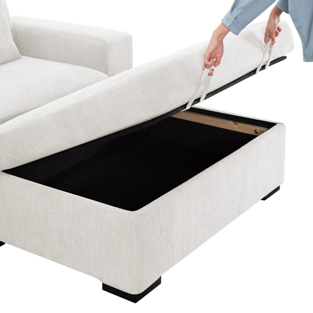 Gewnee 103.5-Inch Modular Corduroy Sofa Set with Solid Wood Legs, High-Density Foam, Suitable for Living Room/Bedroom/Office