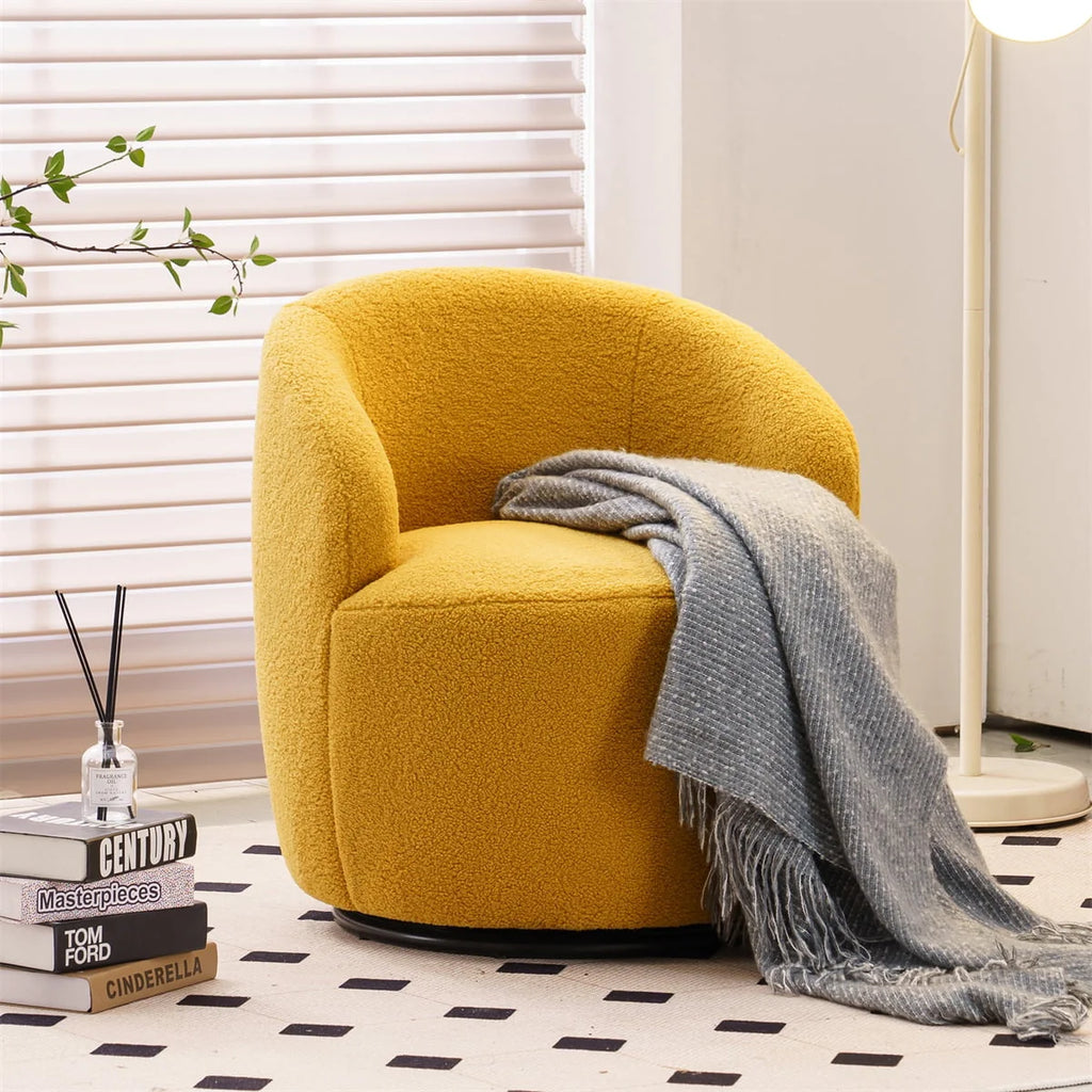Swivel Accent Chair,Modern 360°Swivel Barrel Chair Leisure Chair,Accent Round Barrel Chair Reading Chair,Round Bucket Arm Chair with Comfy Tufted Back for Living Room Bedroom,Light Pink