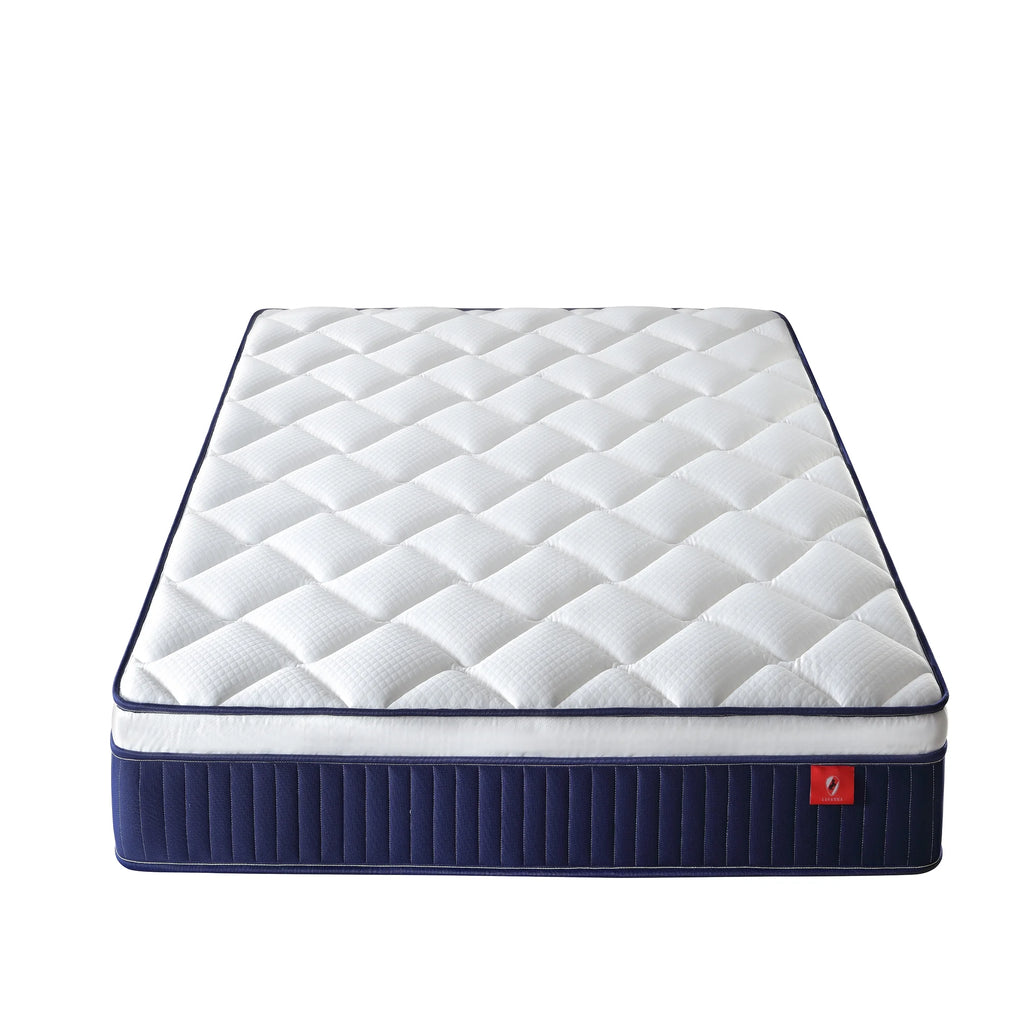 Twin Mattress,Hybrid Innerspring and Memory Foam Mattress in a Box,Medium Firm Support with Cooling Fabric,CertiPUR-US Certified,75"x39"x6",White+Blue