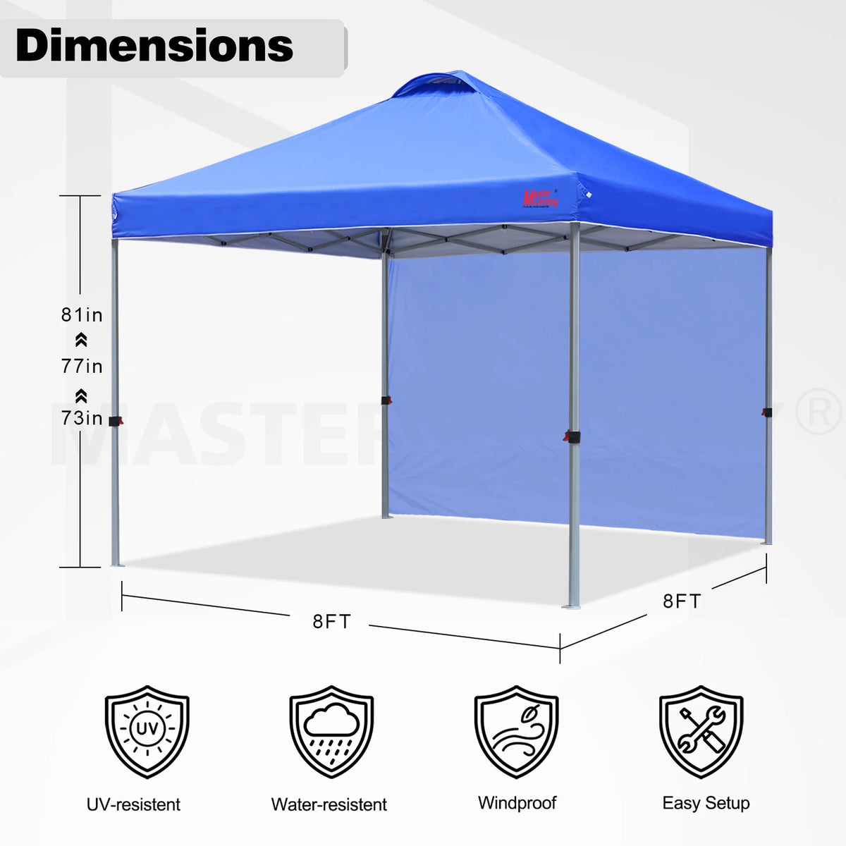 MASTERCANOPY 10' x 10' Easy Pop-up Canopy Tent Outdoor Shade Shelter with 1 Sidewall, White