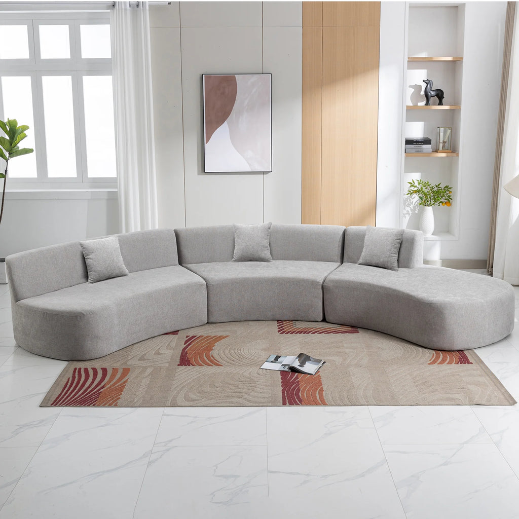 Harper & Bright Designs Modern Curved Floor Sofa Set, Modular Sectional Sponge Couch for Living Room, 2 PC Free Combination No Assembly Foam-Filled Sofa, Beige