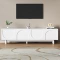 71" Graceful TV Stand with Arch Cabinets�?�?Minimalist Media Console for 78" TVs, White Entertainment Center with Solid Wood Legs & Adjustable Shelves