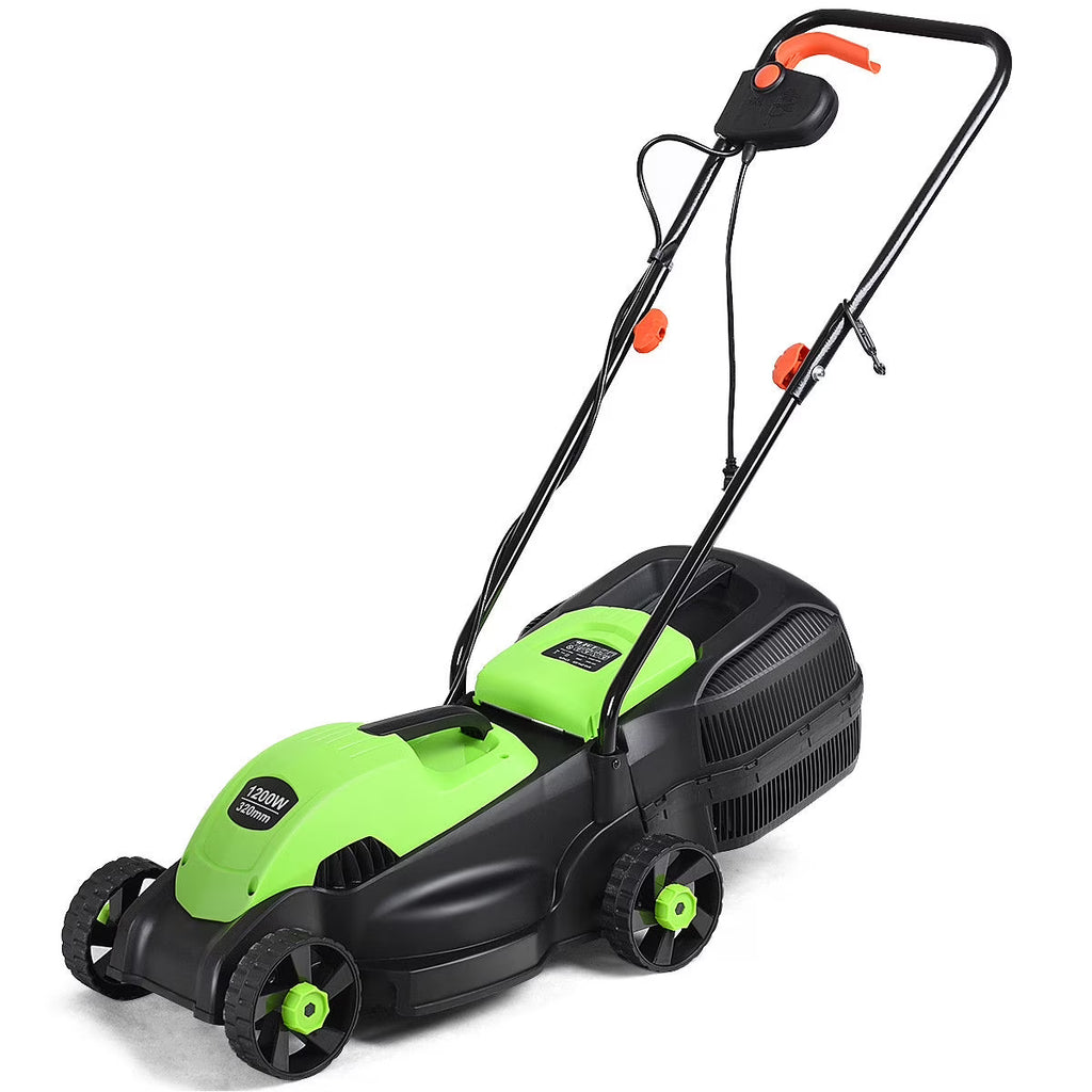 Costway 12 Amp 13-Inch Electric Push Lawn Corded Mower With Grass Bag Green