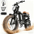 1500W Peak Electric Bike for Adults, 20" Fat Tire E-Bike, 48V 15Ah Battery, 7-Speed E-Mountain Bike with Storage Rack, UL2849