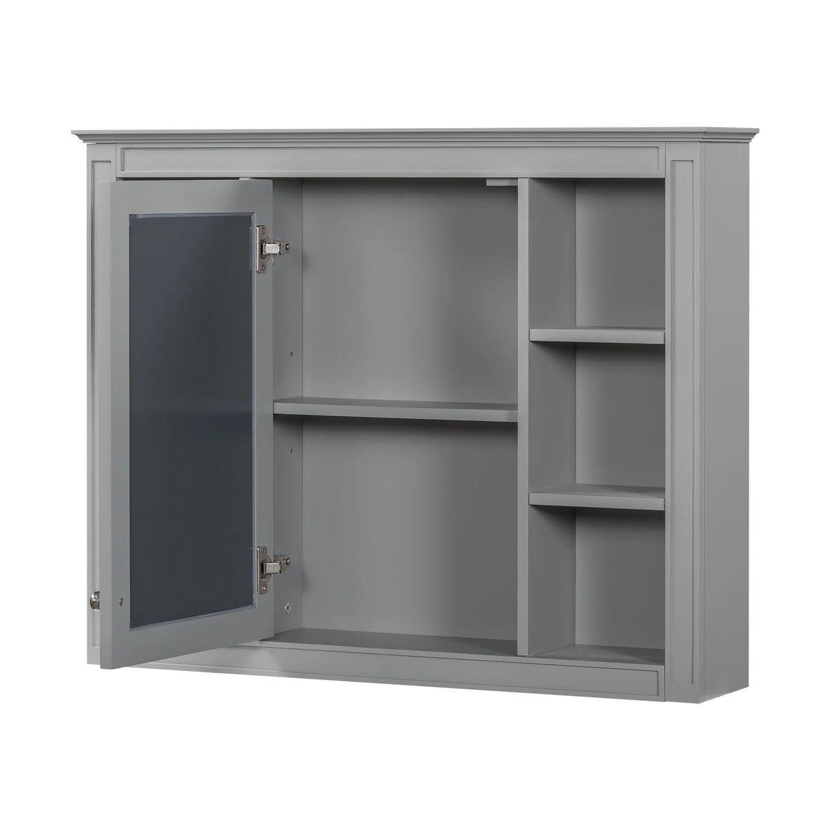Furvclv Bathroom Wall Mirror Cabinet Modern Wall Mounted Cabinet Storage Organizer With Single Mirror Door 6 Open Shelves