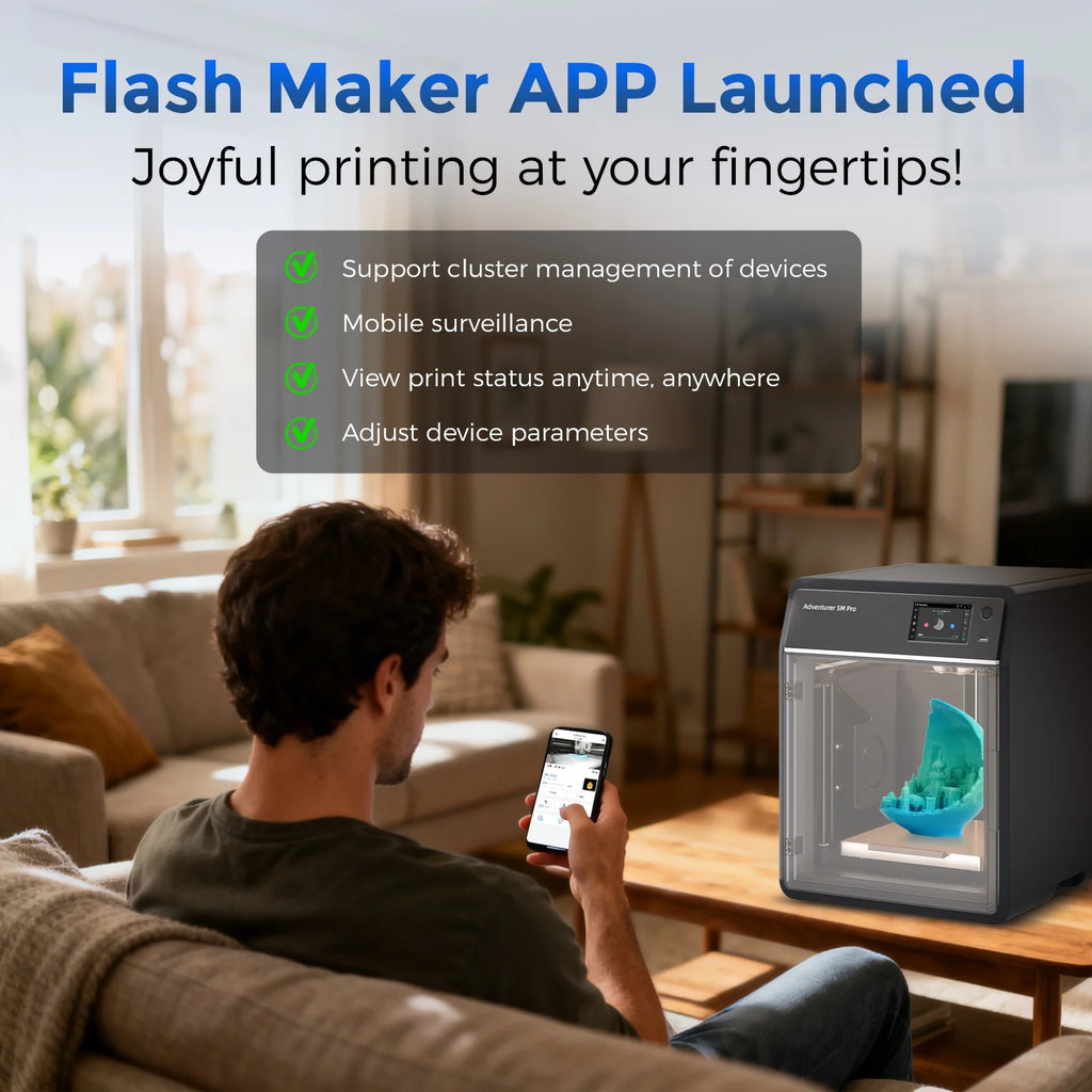 Flashforge 3D Printer Adventurer 5M, 3D Printers for Beginners Home DIY, High Speed Print Size 8.7 x 8.7 x 8.7in, Black