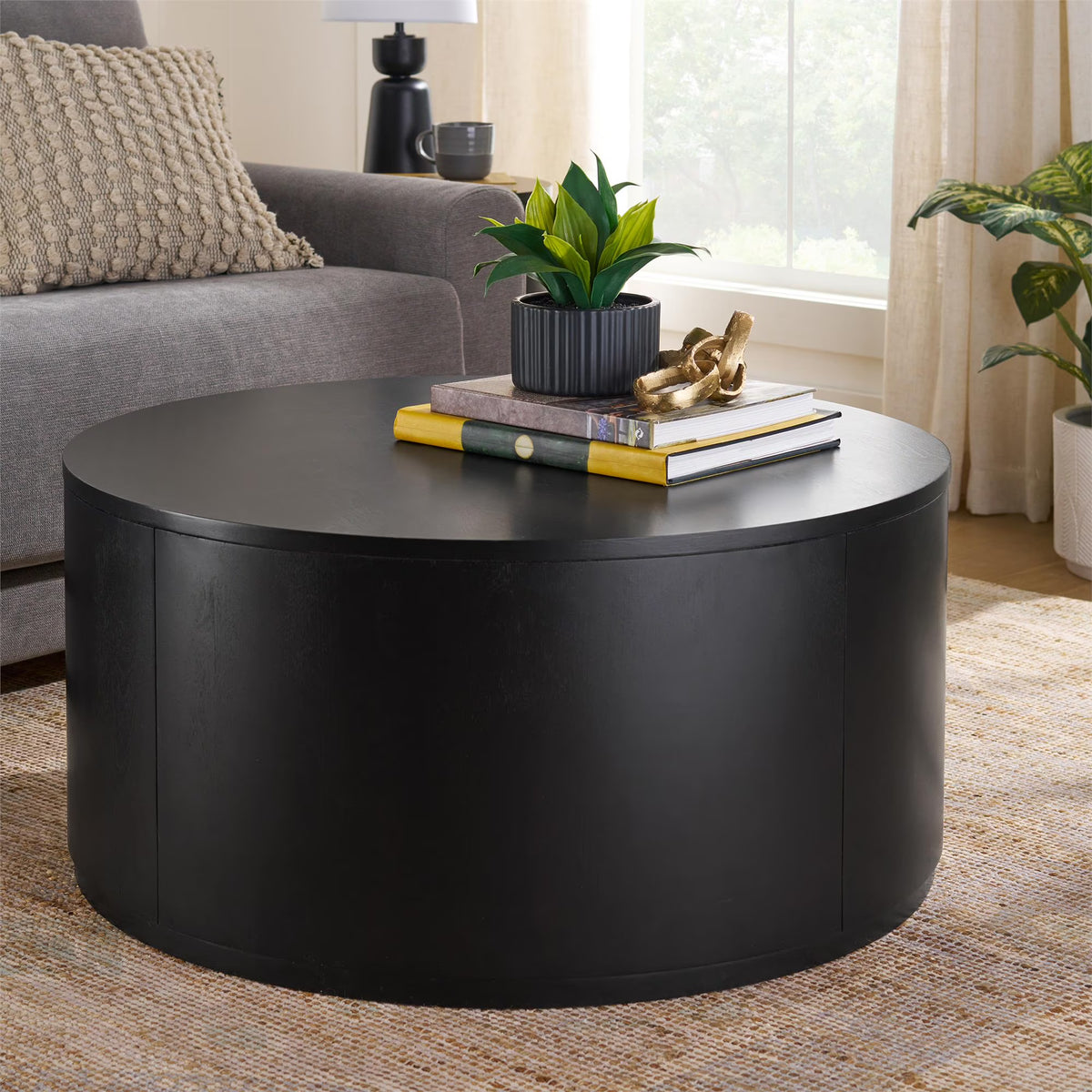 Better Homes & Gardens Miller Drum Coffee Table, Black