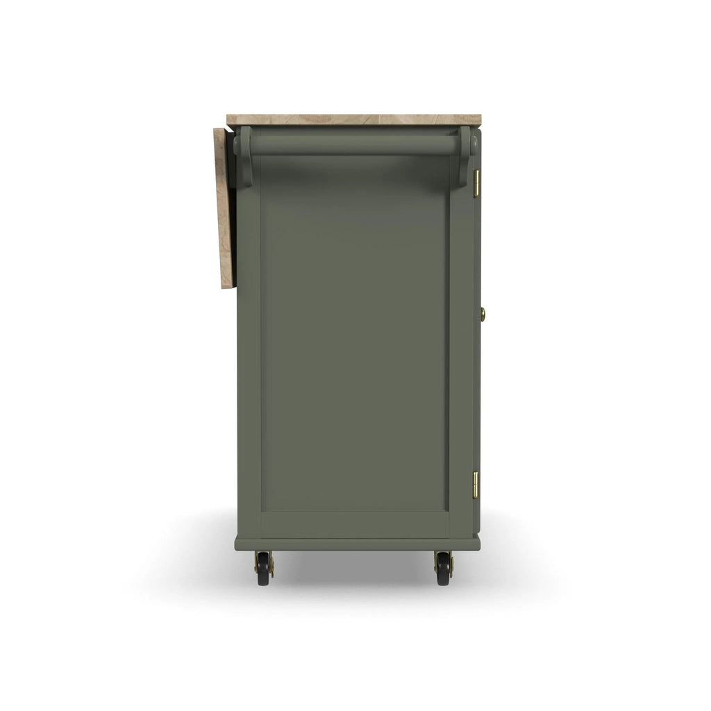 Homestyles Dolly Madison Engineered Wood Kitchen Cart in Sage Green/Brass