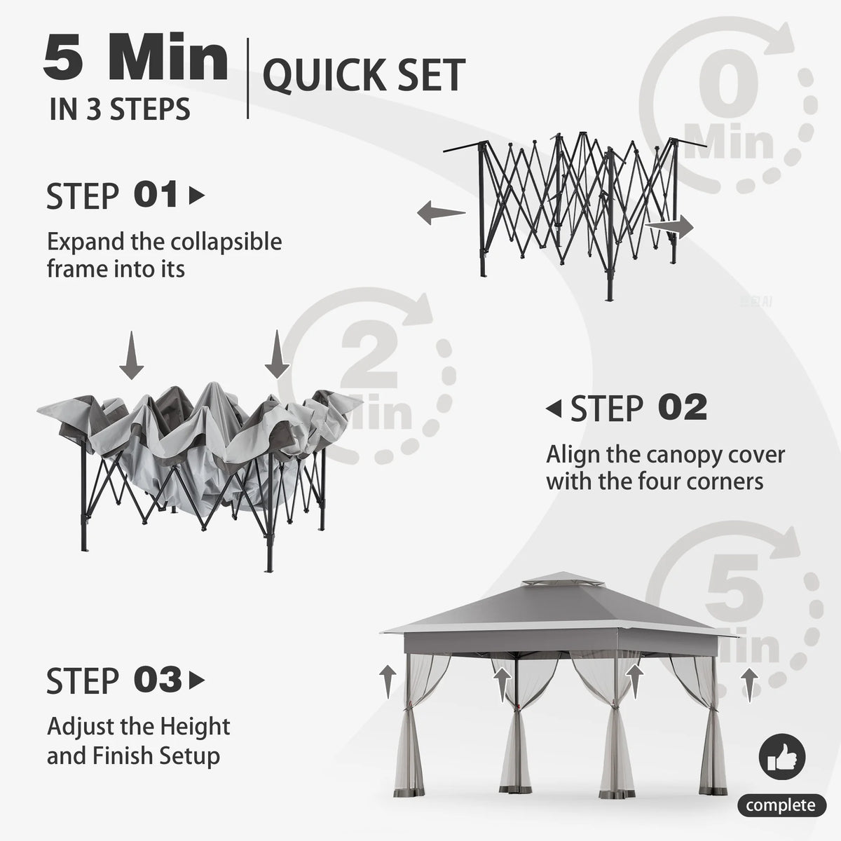 Bezseller 11x11 Pop up Gazebo, Outdoor Waterproof Canopy Tent with Mosquito Netting for Outdoors, Khaki