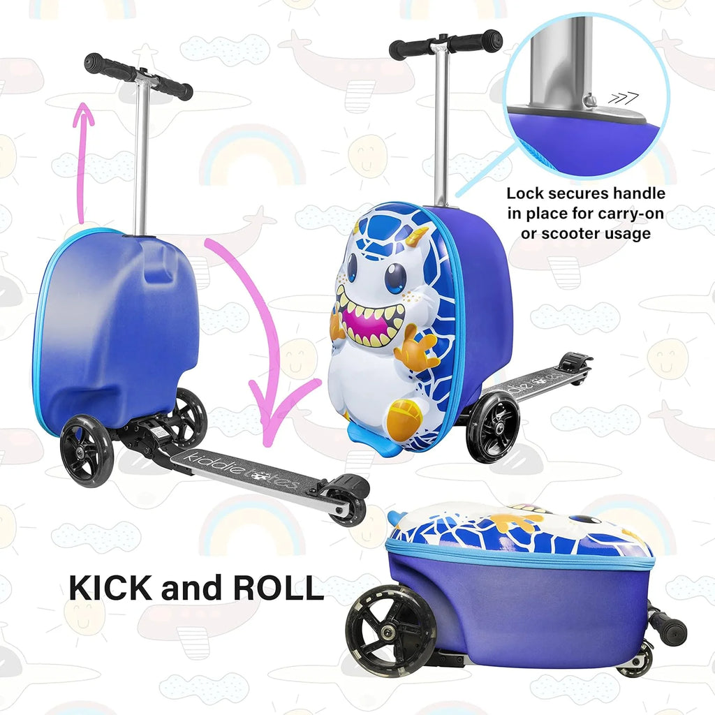 Kiddietotes Kid's Hard Shell Scooter Ride On Suitcase, Pink