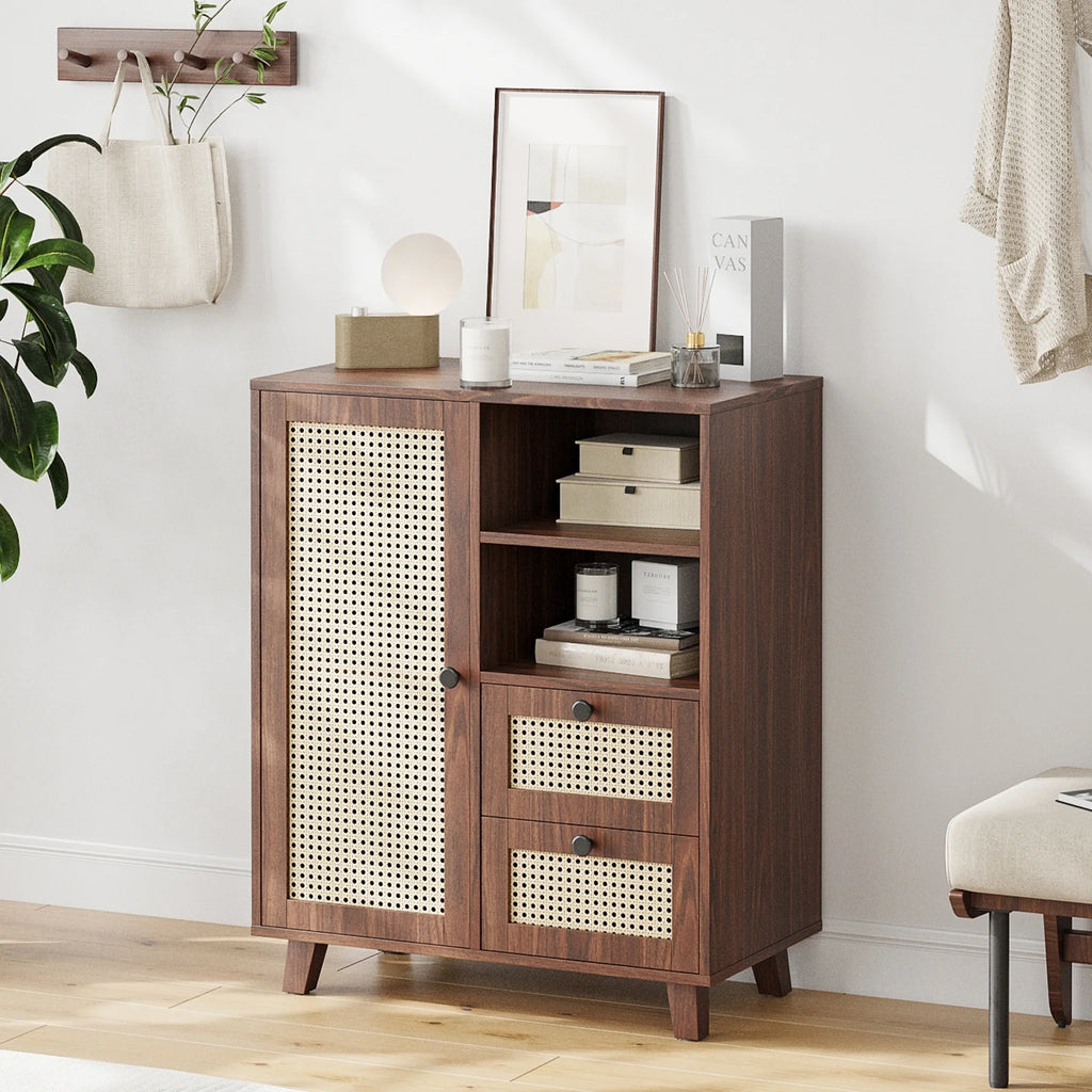 STARY Sideboard Buffet Cabinet, Accent Cabinet with Drawers and Adjustable Shelf for Kitchen, Living Room, Entryway, Nature