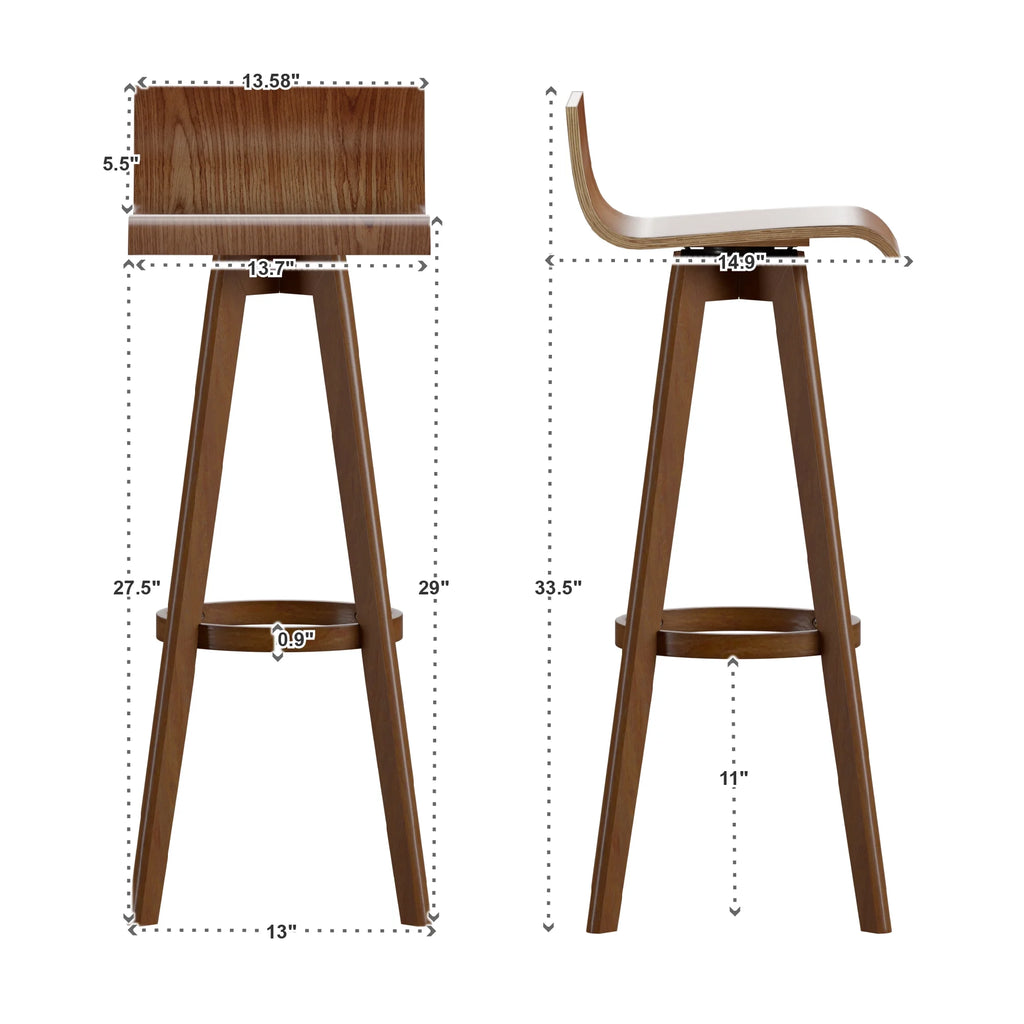 Weston Home Aleksi Modern Wood 29-inch Swivel Bar Stool, Set of 2, Natural