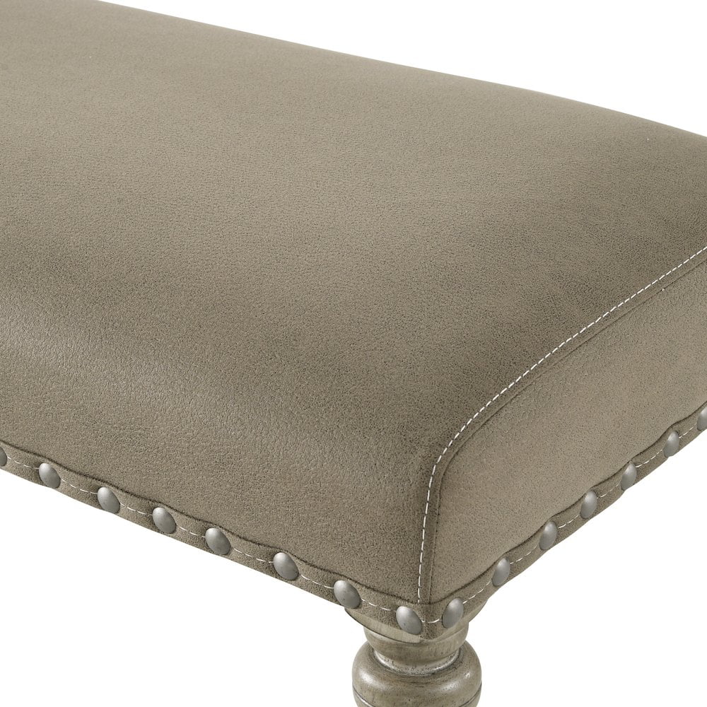 Birmingham Nailhead 6-Piece Table with Nail Head Bench Dining Set, Driftwood