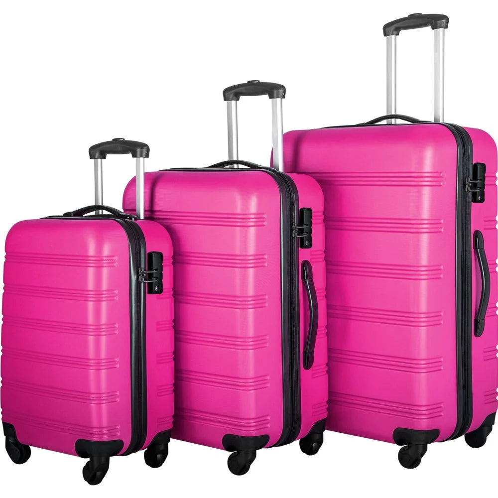 Tcbosik Luggage Sets, 3 Piece Set Hardside Suitcases with Spinner Wheels, 20/24/28 Travel Luggage Lightweight, Dark Blue