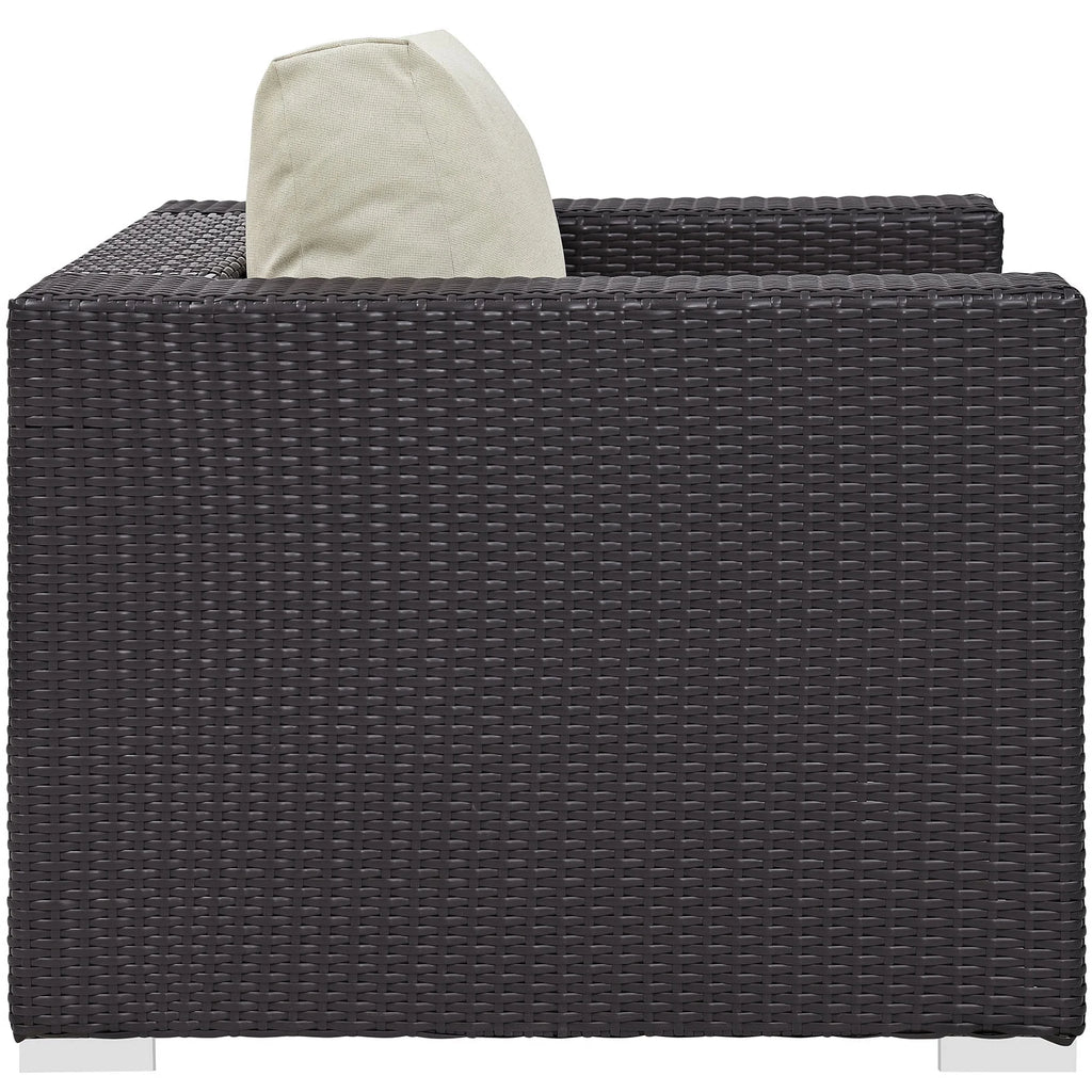 Modern Contemporary Urban Design Outdoor Patio Balcony Lounge Chair, Beige, Rattan