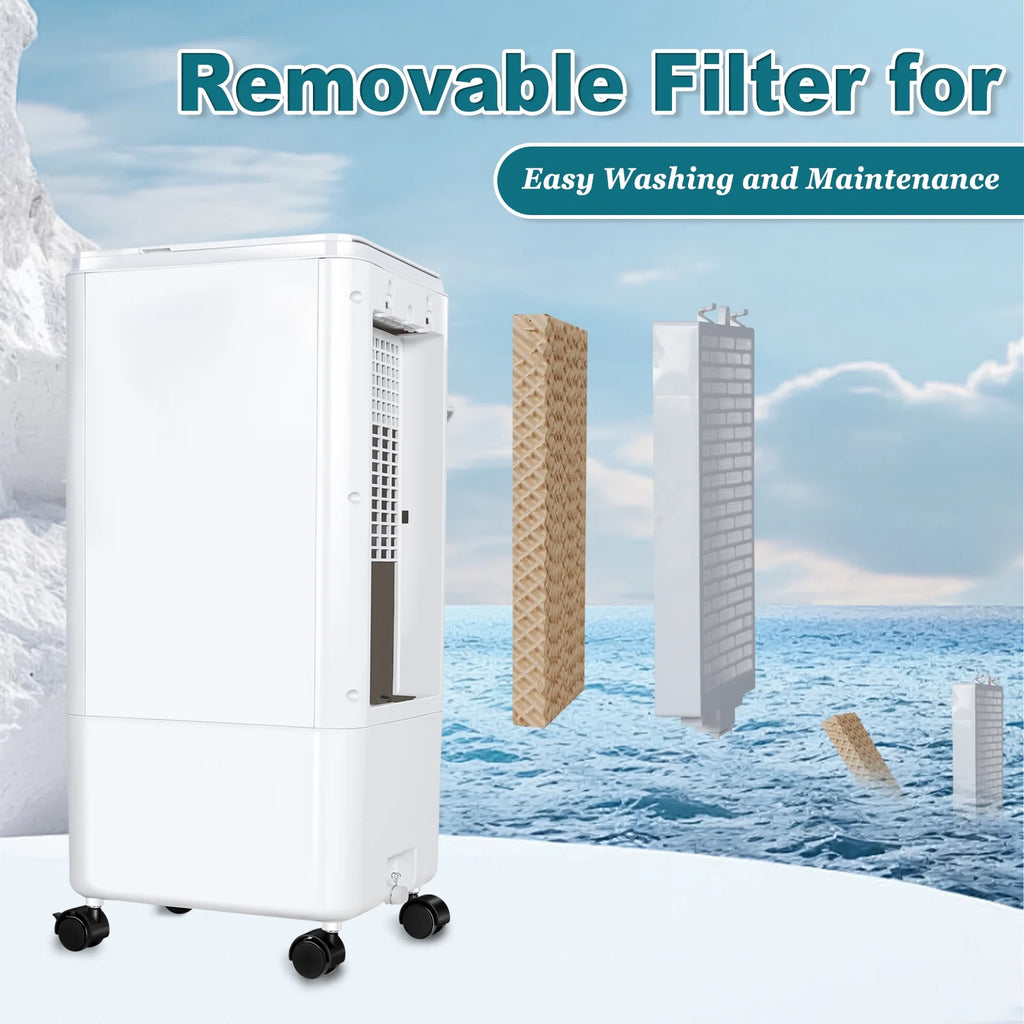 CAYNEL Evaporative Air Cooler, Portable Air Conditioners w/7H Timer for Auto-Off,1.85-Gal Tank Windowless Air Conditioner,Swamp Cooler Air Conditioner for Room Bedroom Outdoor Indoor