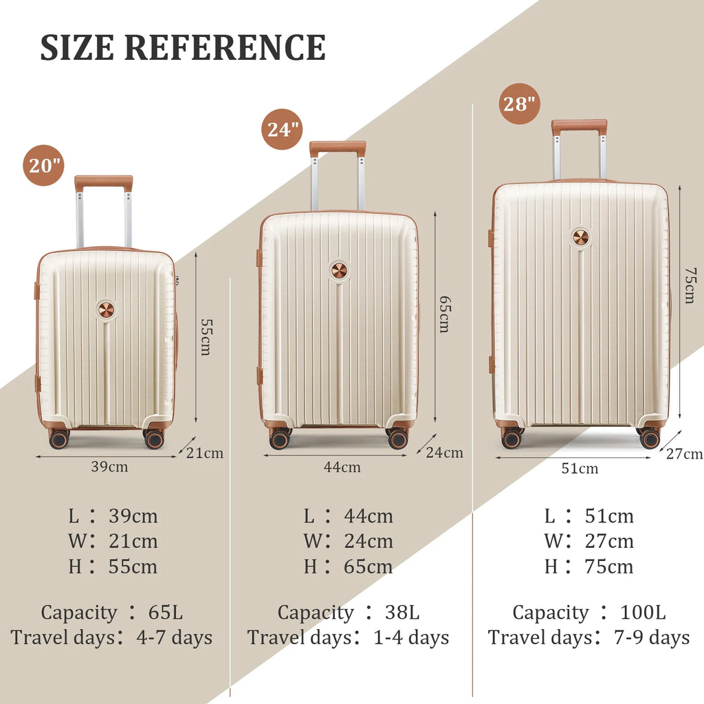 Joyway 5 Piece Luggage Sets Hardshell Lightweight Suitcase with TSA Lock Spinner Wheels-Orange