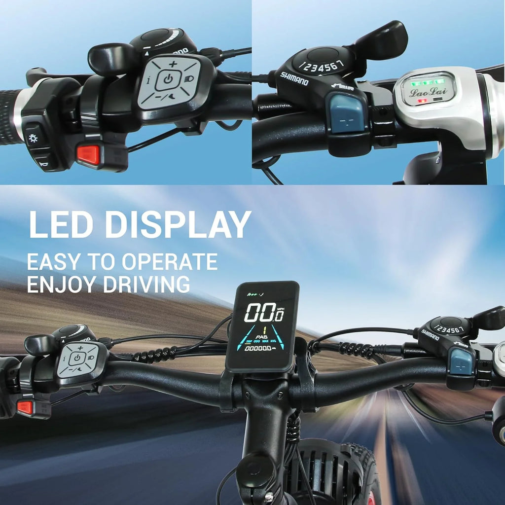 3000W Peak Dual Motor Ebike, 52V 30AH Battery Electric Bike for Adults, 7-Speed 40MPH AWD Ebike Mountain Snow E-Bike with 26" x 4.0 Fat Tire MTB Hydraulic Disc Brake  for Off-Road Snow