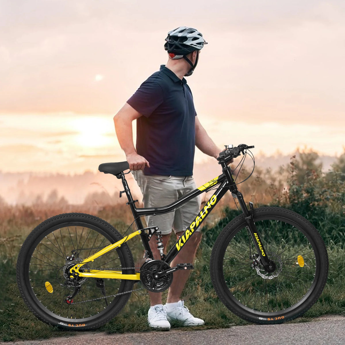 26" Steel Frame Mountain Bike, 21-Speed Unisex Bicycle with Dual Shock Absorbers, Black & Orange