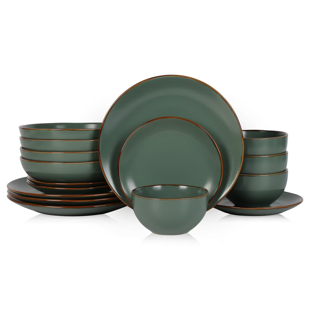 Stone + Lain Brasa Stoneware Collection Dinnerware Set, 32-Piece Service for 8, Blue