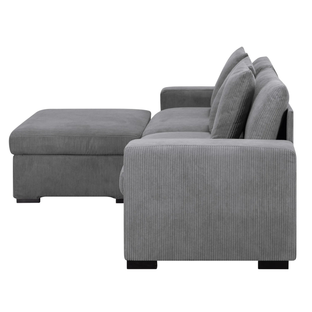 Gewnee 103.5-Inch Modular Corduroy Sofa Set with Solid Wood Legs, High-Density Foam, Suitable for Living Room/Bedroom/Office
