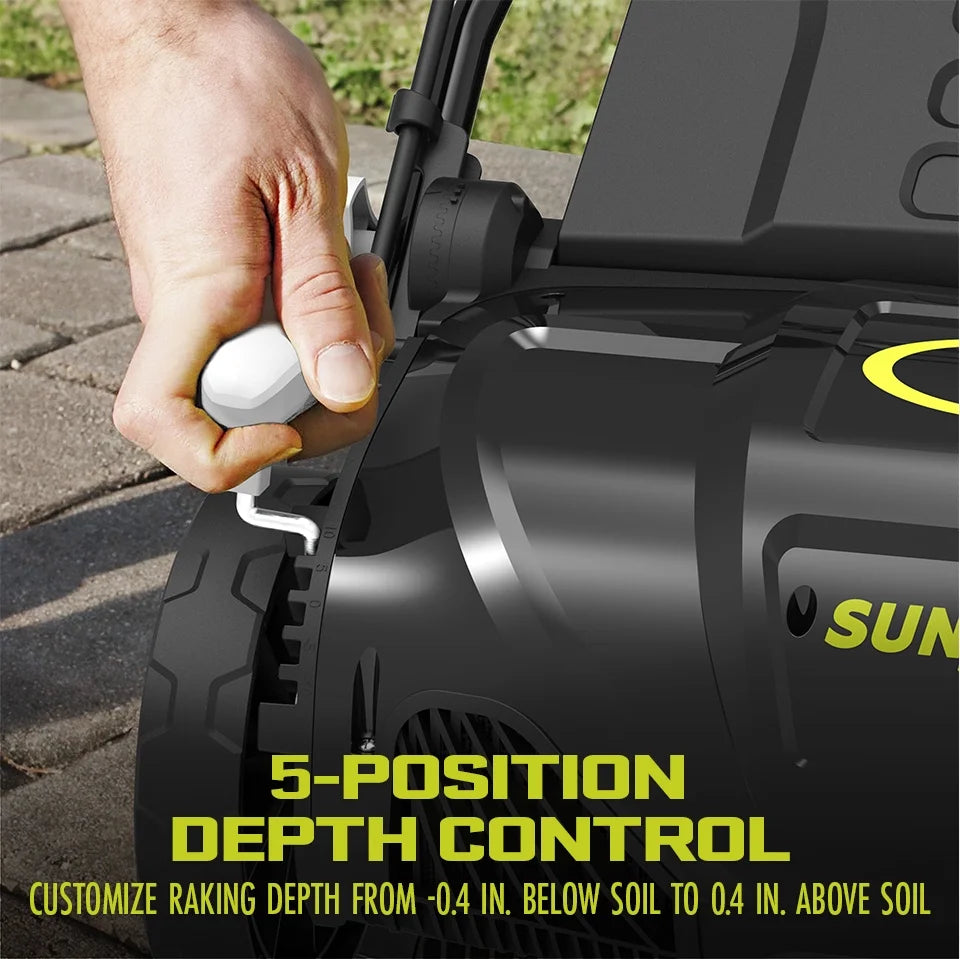 Sun Joe 15" Electric Lawn Dethatcher + Scarifier, 13-Amp, Adjustable Height