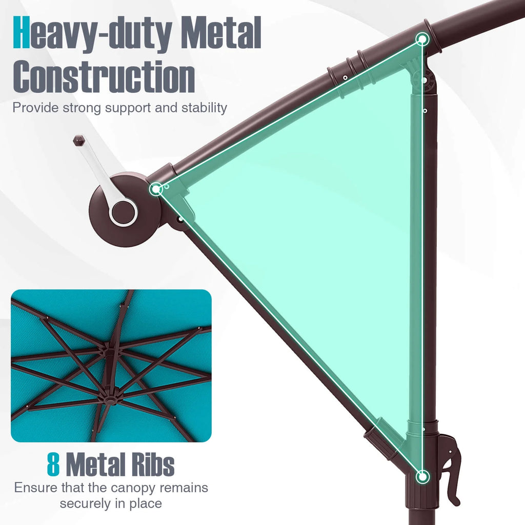 Costway 98.40" Navy Cantilever Patio Umbrella, Base-Included