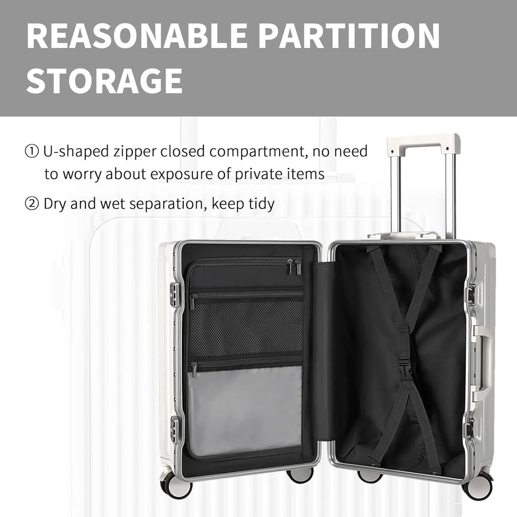 Carry-On Luggage with USB Charging Port, Front Compartment, TSA Lock, Airline Approved Carry On Hardside Suitcase with Spinner Wheels (Grey, 20inch)