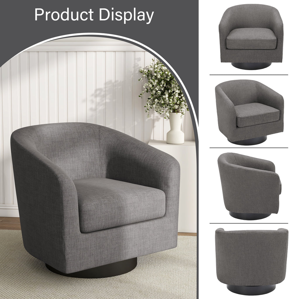 DREAMSIDEA Swivel Barrel Accent Chair for Living Room, Modern Upholstered Round Club Armchair-Cream
