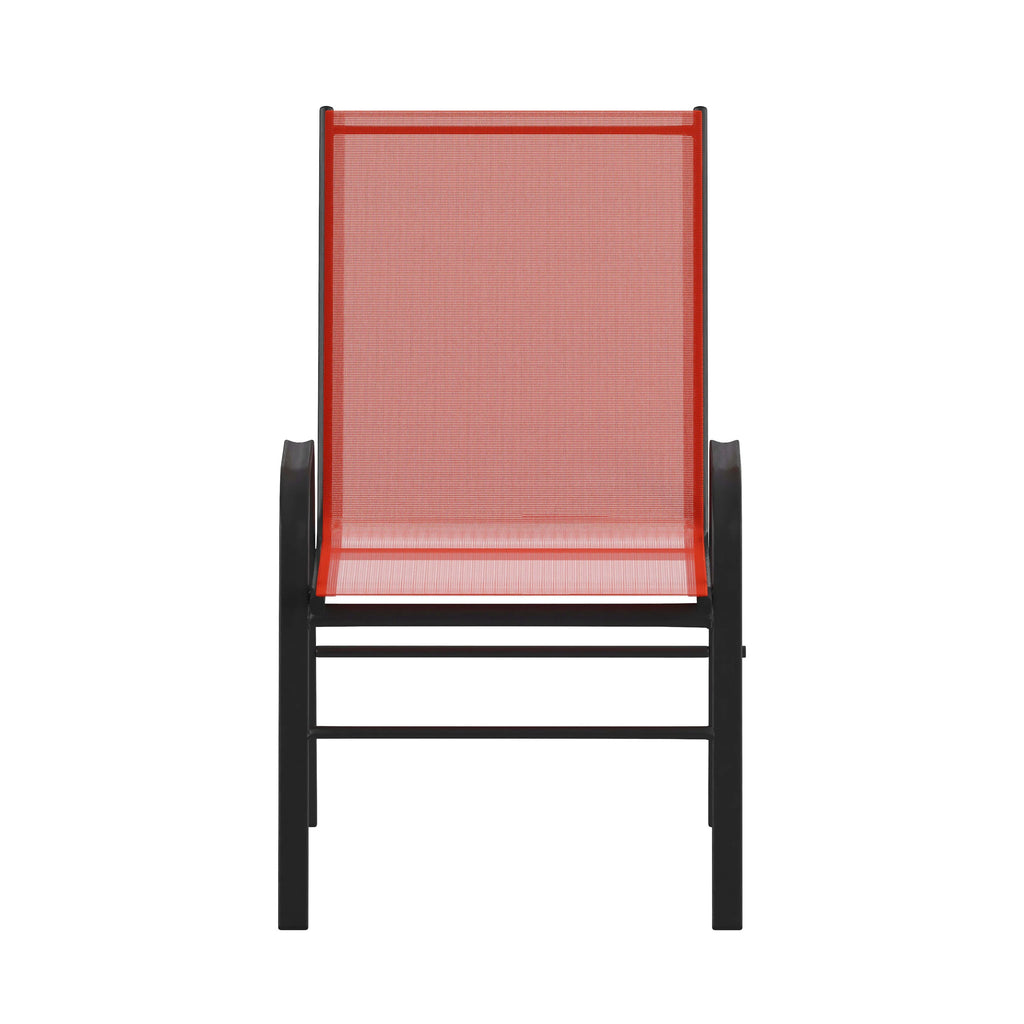 Emma + Oliver 4 Pack Gray Outdoor Stack Chair with Flex Comfort Material - Patio Stack Chair