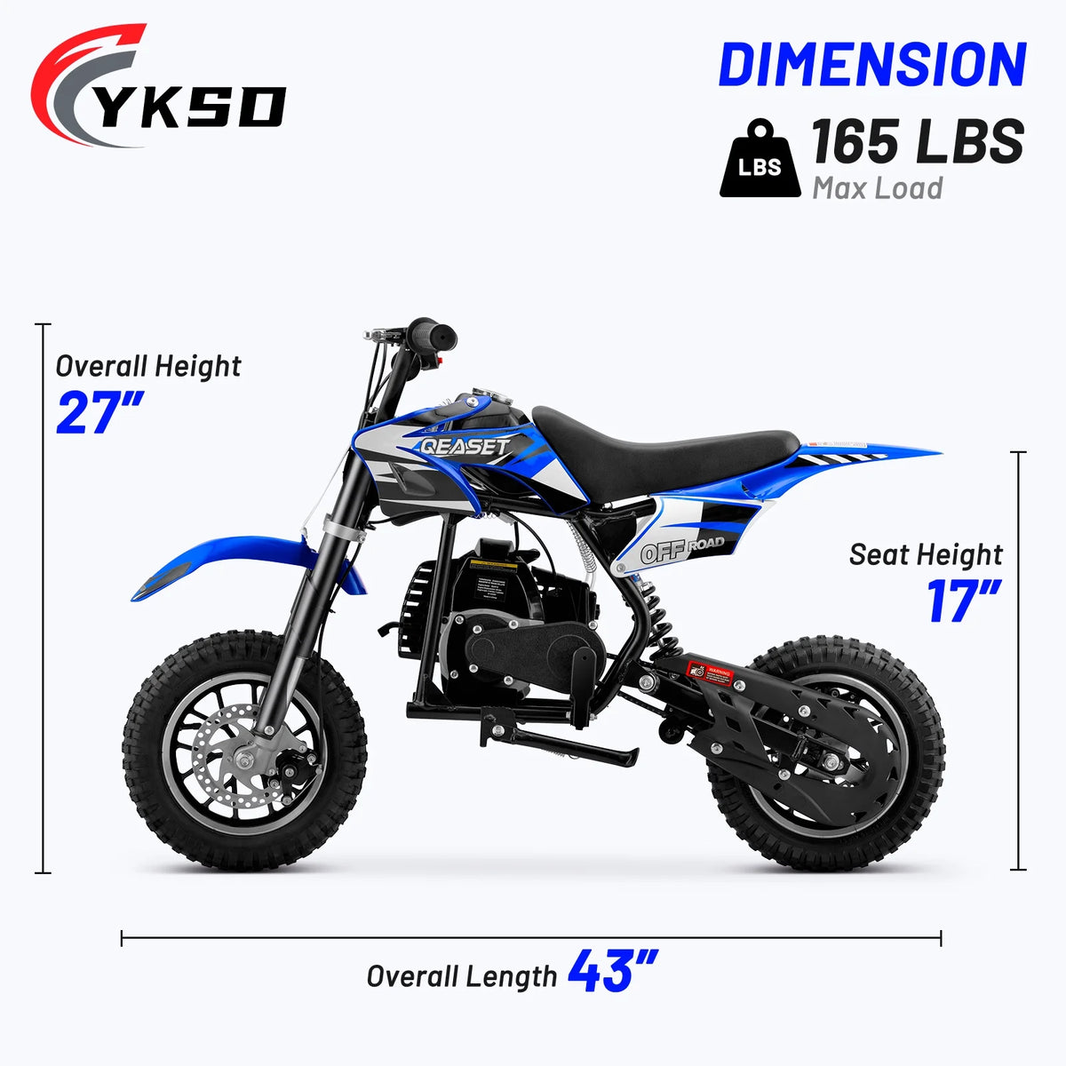 QEASET 49CC Dirt Bike, Gas Powered Mini Bike, Red