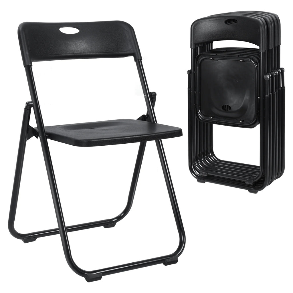 Anvazise Folding Chair 6Pcs/Set Folding Chairs, Staff Backpack Computer Chair, Basics Foldable Plastic Chair, Outdoor Portable Activity Chair, Black (Black)