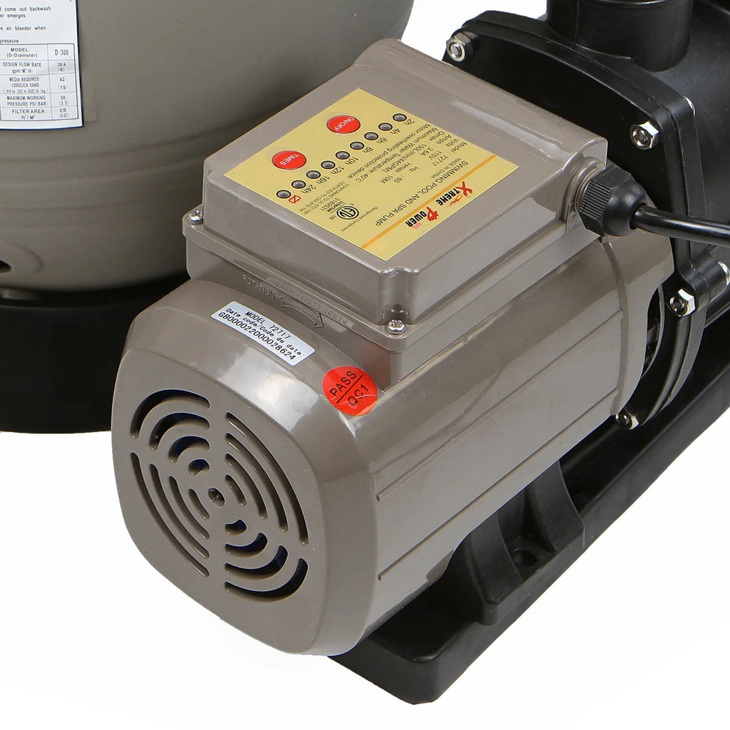 XtremepowerUS Sand Filter Pump for Above Ground Pool, 2400 GPH Pool Filter Pump, 7-Way Valve