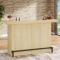 4-Tier Bar Table, 70.9-Inch Large Modern Home Bar Cabinet with Wine Glass Holder and Black Footrest