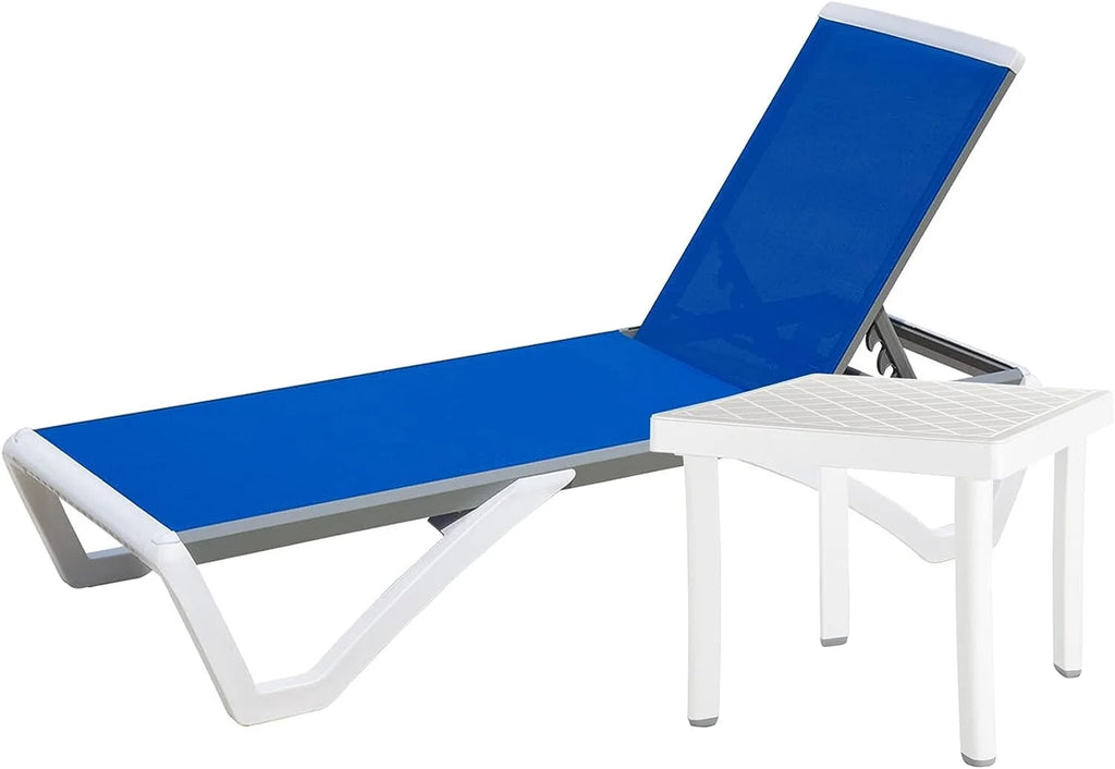Domi Outdoor Living Chaise Lounge Chair Aluminum Adjustable Pool Lounge Chair��With All-Weather Textilene for Deck, Lawn, Backyard ��1 Grey Chair��