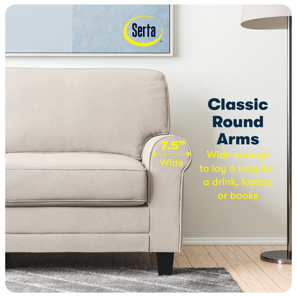 Serta Copenhagen 78" Rolled Arm Sofa with Removable Covers Dark Brown