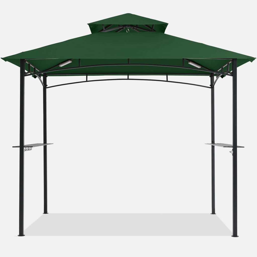 MASTERCANOPY 8' x 5' Grill Gazebo Outdoor BBQ Gazebo Canopy with LED Lights for Patio, Brown
