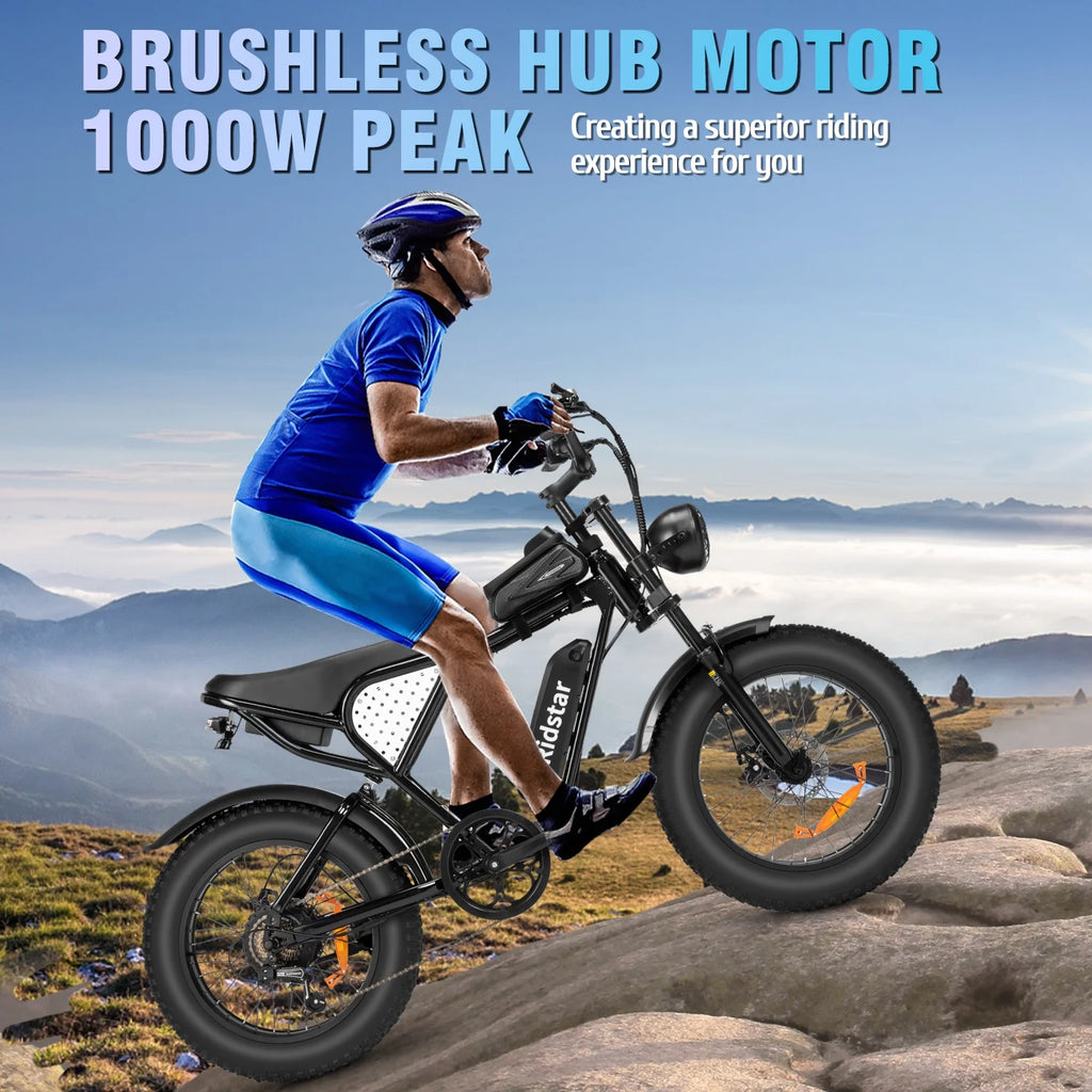 Ridstar 1500W Electric Bike for Adults,33MPH 48V 20Ah Electric Bicycle ,20" Fat Tire Full Suspension Mountain Bike UL2849