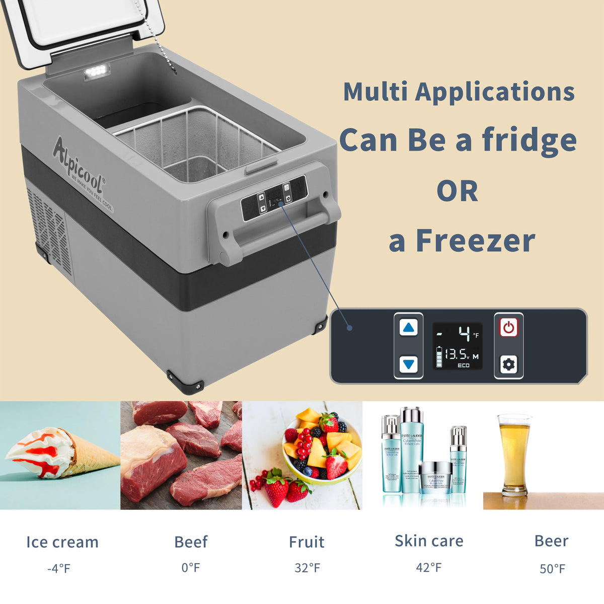 Alpicool CF55 Portable Refrigerator 12 Volt Car Freezer 58 Quart(55 Liter) Vehicle, Car, Truck, RV, Boat, Mini fridge freezer for Driving, Travel, Fishing, Outdoor -4��F to 68��F