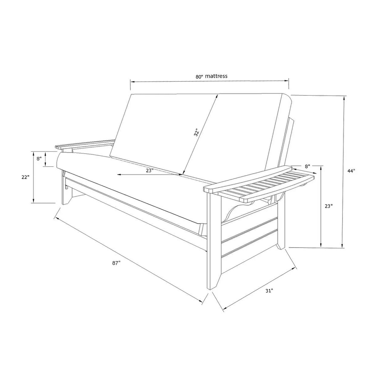 Somette  Phoenix Queen-size Futon Frame in Butternut Finish