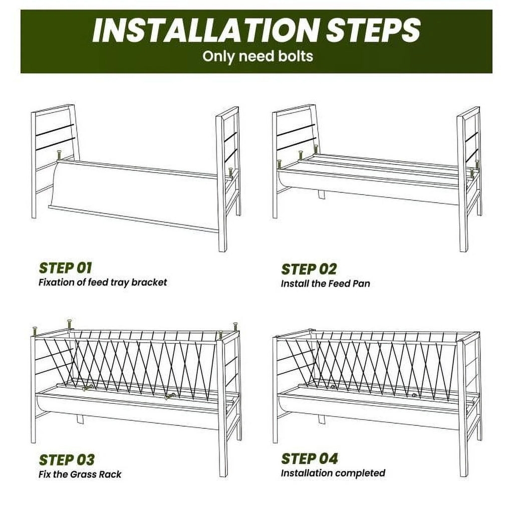 Stainless Steel Livestock Feed Stand, 2-in-1 Hay Water Trough, Heavy-Duty Joints, Ranch Durability