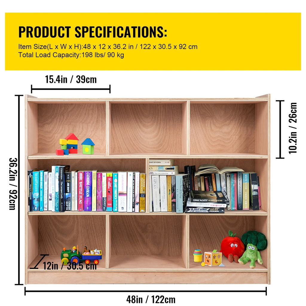 BENTISM Classroom Storage Cabinet Preschool Storage Shelves Wooden 8 Grids Toys Books