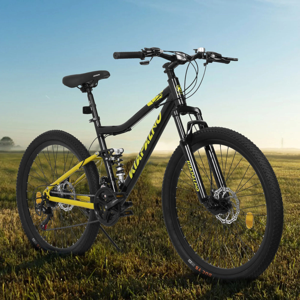 26" Steel Frame Mountain Bike, 21-Speed Unisex Bicycle with Dual Shock Absorbers, Black & Orange