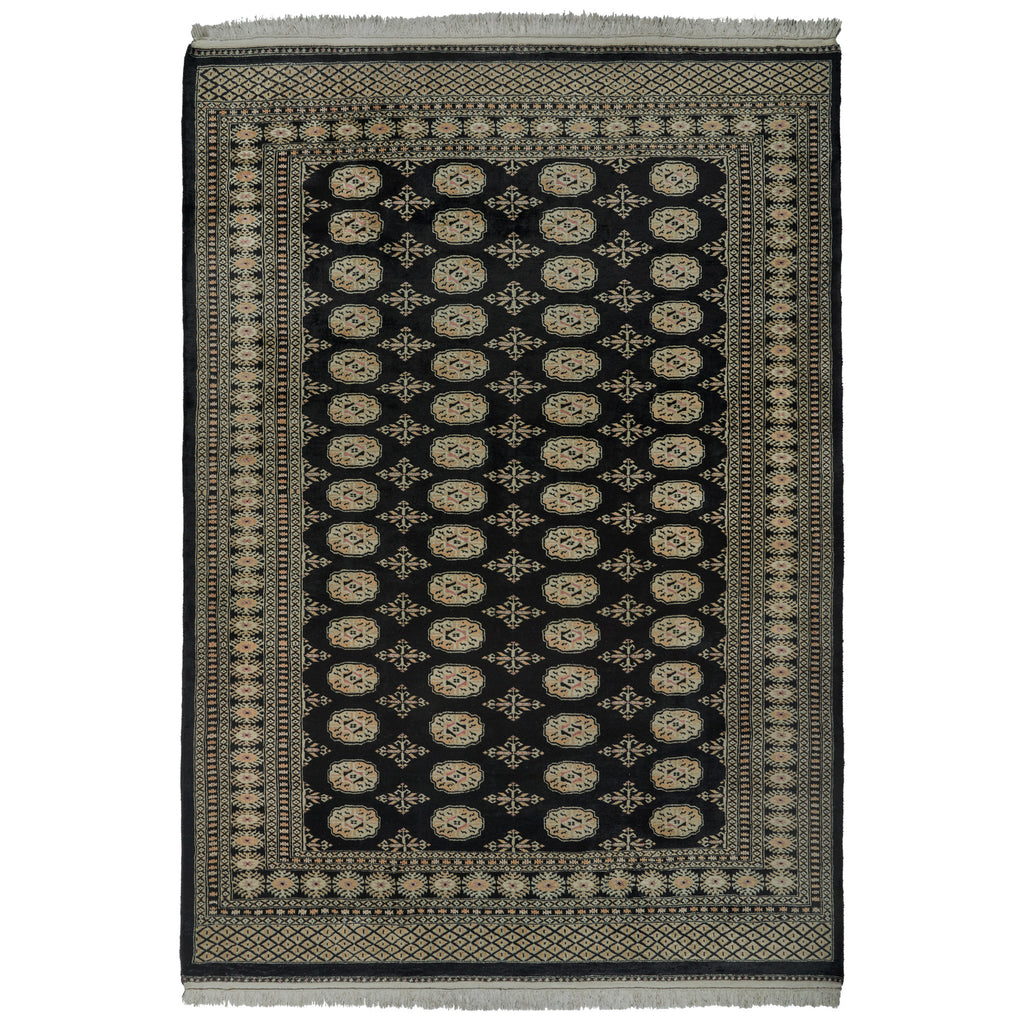 Pakistani Hand Knotted Rug Collection, Classic Bukhara Cumra Black