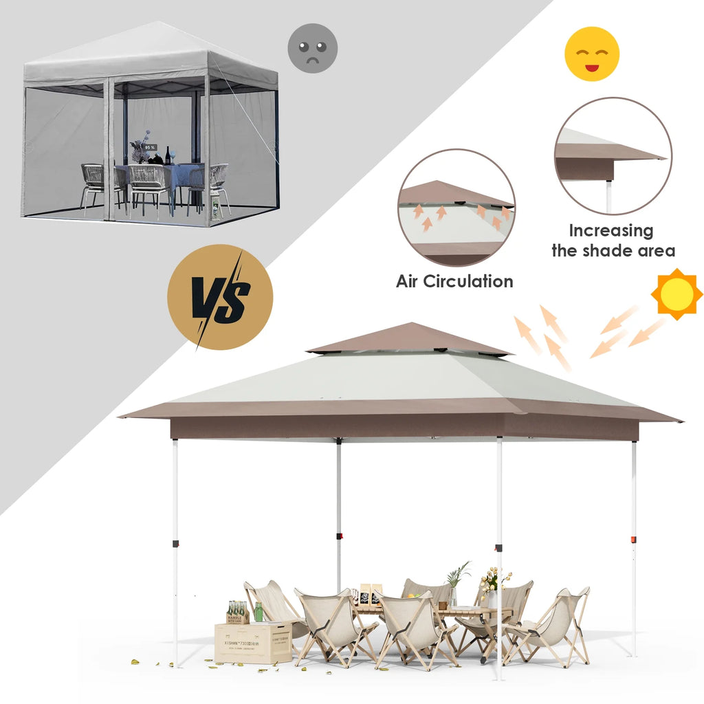Pirecart 12' x 12' Pop-up Canopy Tent Waterproof Outdoor Gazebo Shelter with Wheeled Bag, Instand Canopy , White
