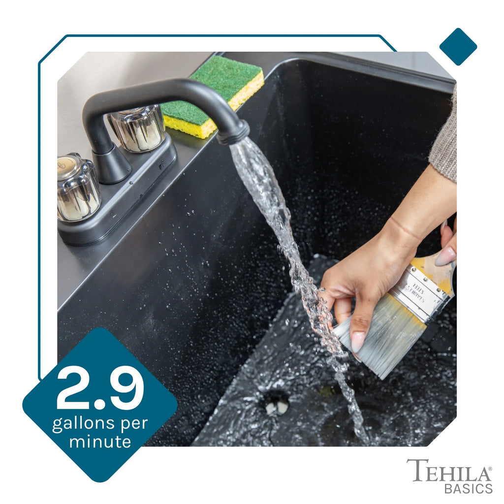 Tehila Freestanding Black Utility Sink with Black Faucet for Laundry Room